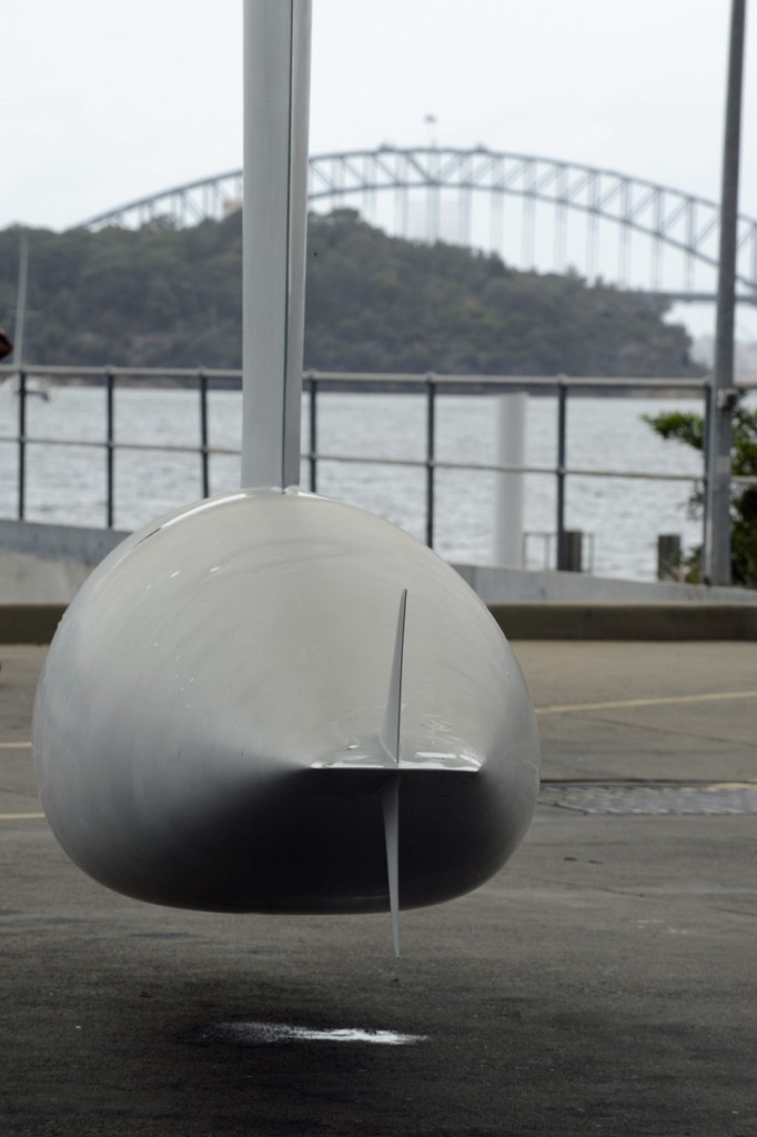 17/12/12, Sydney, Australia, Wild Oats XI revealing speed enhancing underwater modifications at Woolwich Dock © Peter Blakeman